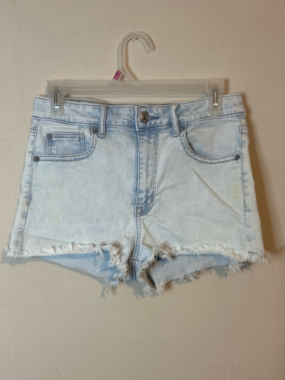 American Eagle Outfitters Light Wash Denim Frayed Hem Shorts
